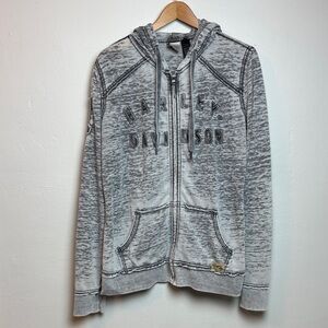 Harley-Davidson Women’s Gray Full-Zip Burnout Hoodie XL Motorbike